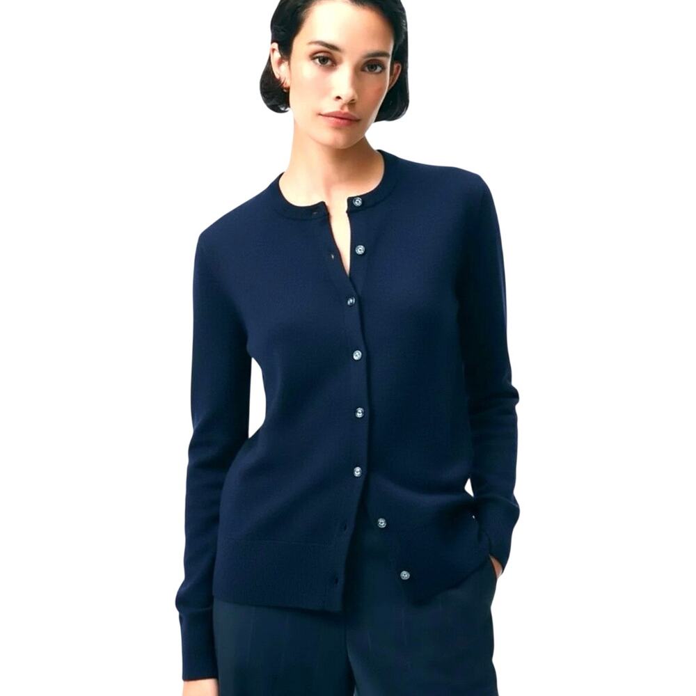 BROOKS BROTHERS “346” Women’s Navy Blue Cashmere Button Up Cardigan